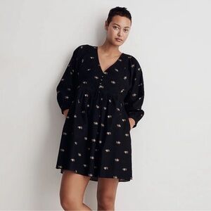 Madewell Corduroy Quilted Bib mini dress in blurred Ikat